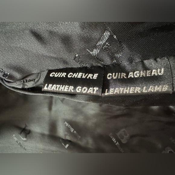 Bella Bicchi Black Leather Fur Suede Coat Jacket Saga Fox Collar mob wife - Picture 5 of 8